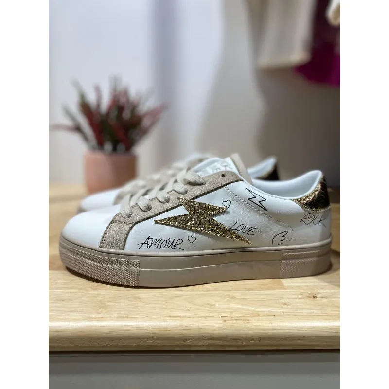 Basket Blanche eclair dorée