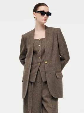 Blazer Femme à Un Bouton en Laine 100% Lavable