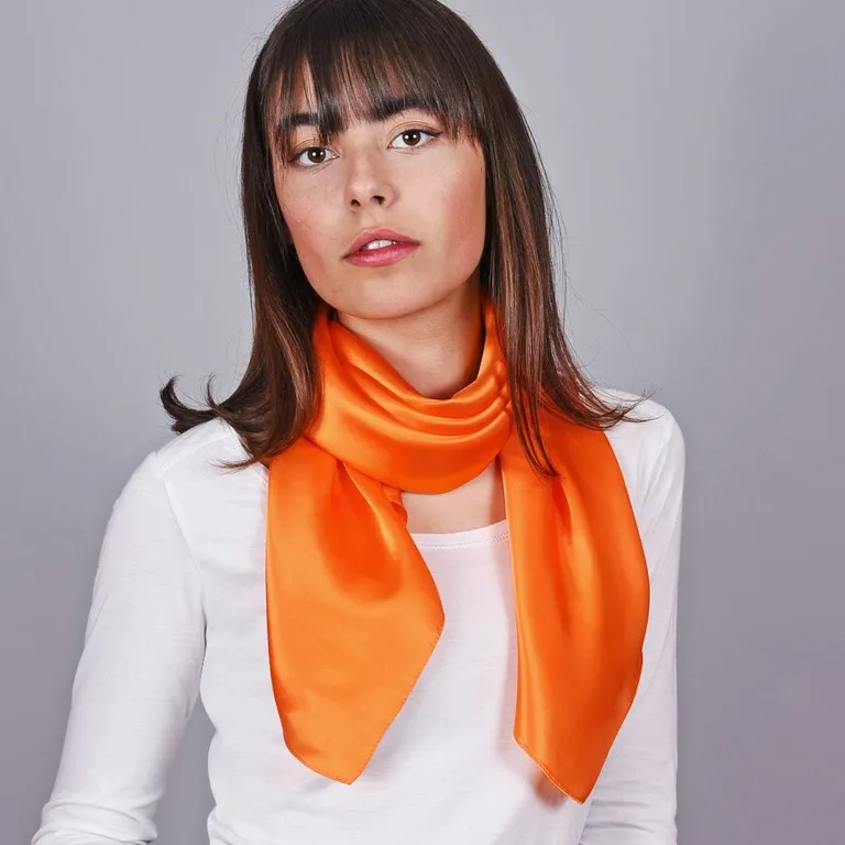 Carré de soie Premium Uni Orange