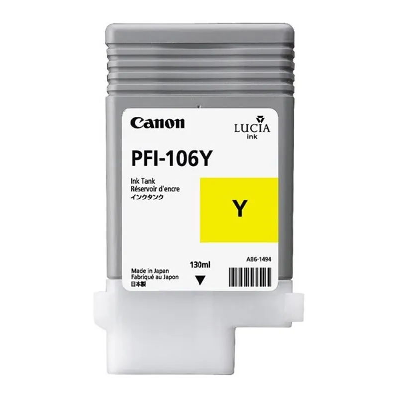 Cartouche d'encre PFI-106Y d'origine pour Canon imagePROGRAF - jaune