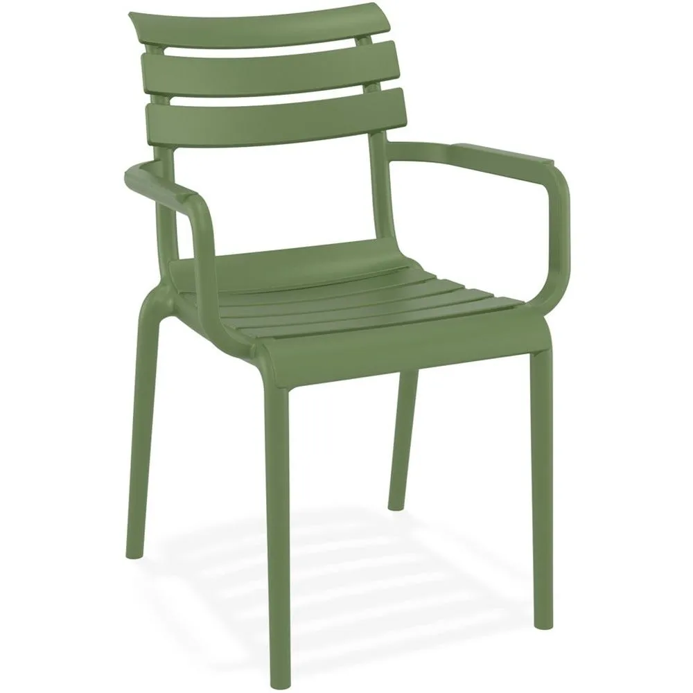 Chaises de terrasse avec accoudoirs 'flora' vert en matière plastique