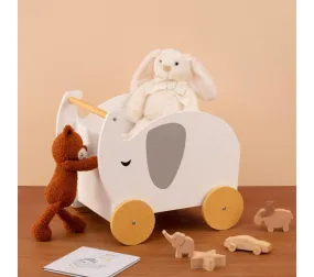 Chariot Coffre à Jouets Enfant Eléphant Atmosphera - Blanc