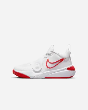 Chaussures de basket Nike Team Hustle D 11 Blanc & Rouge pour enfant
