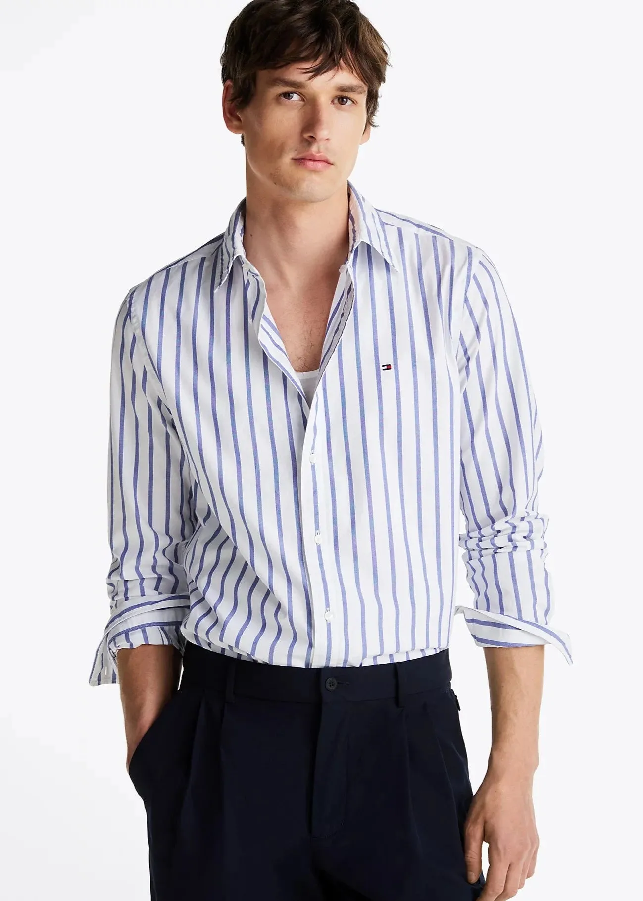 Chemise à rayures Tommy Hilfiger bleue