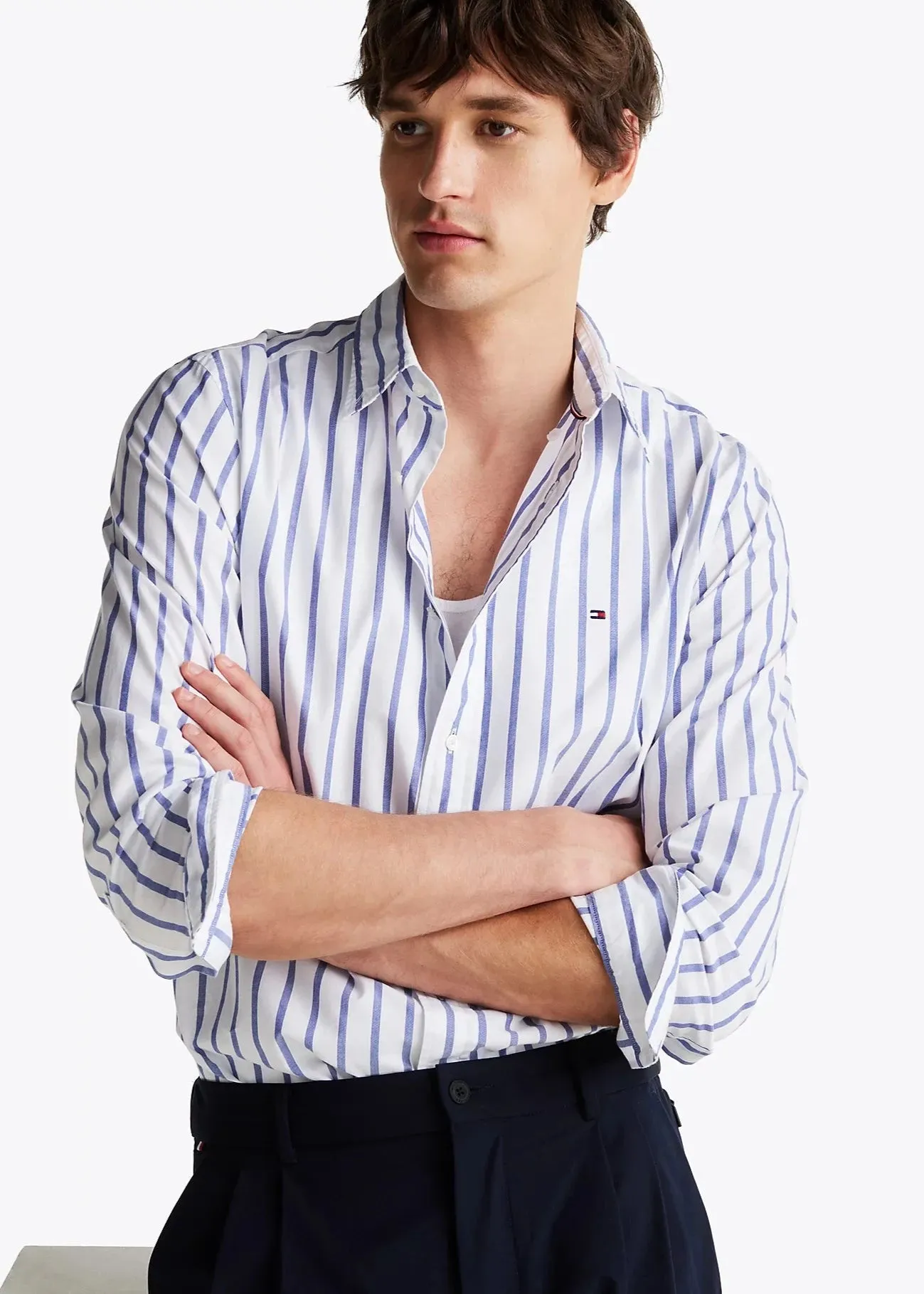 Chemise à rayures Tommy Hilfiger bleue