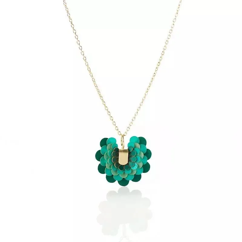 Collier fleur en parchemin vert Paca Peca