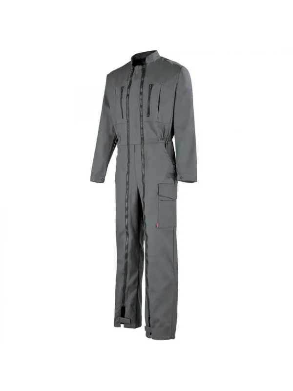Combinaison de travail double fermeture à glissière gris charbon