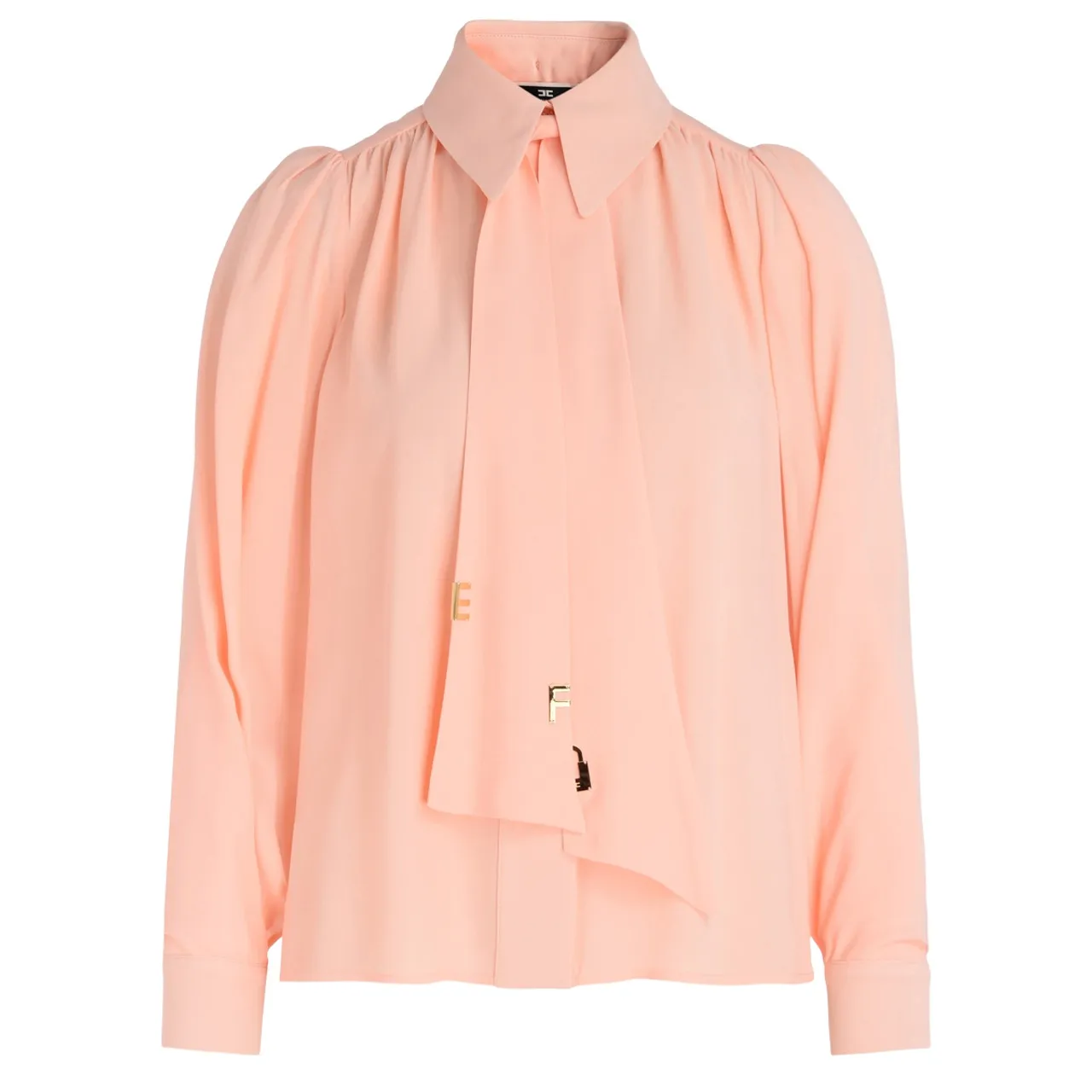 Elisabetta Franchi Chemise rose corail avec logo cravate