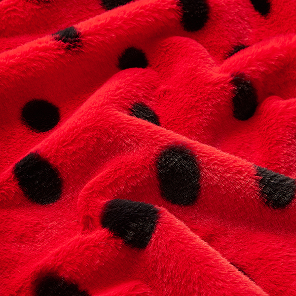 Fourrure synthétique pois de coccinelle – rouge/noir