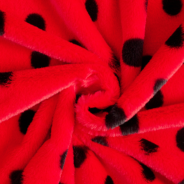 Fourrure synthétique pois de coccinelle – rouge/noir