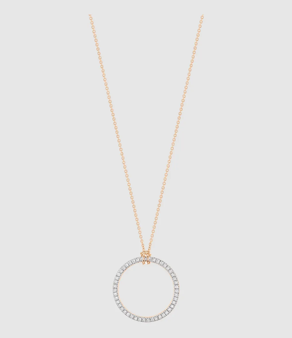 GINETTE NY Partager  Collier Circles Mini Or Rose Diamants  