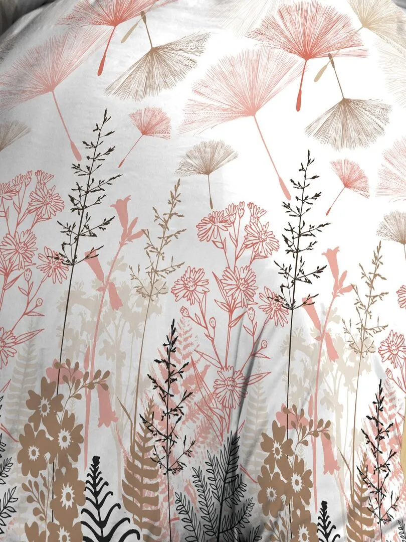 Housse de couette 240x260 + 2 taies - Pur coton 57 fils - Etamine - Rose