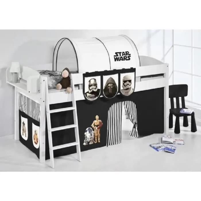 Lit surélevé évolutif IDA 4105 Star Wars noir - LILOKIDS - blanc laqué