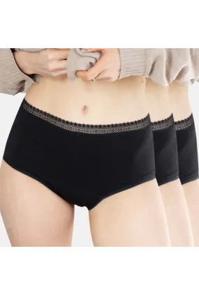 LOTx3 Culotte haute menstruelle BIEN ÊTRE BIO noir