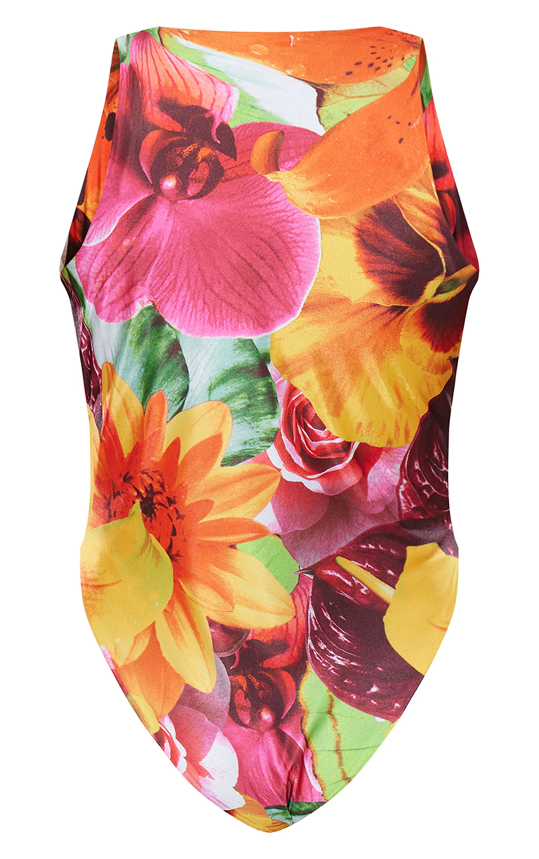 Maillot de bain très décolleté rose imprimé fleurs