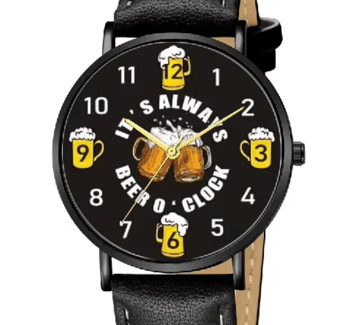 Montre Bière Bracelet Cuir It's Always Beer O'Clock
