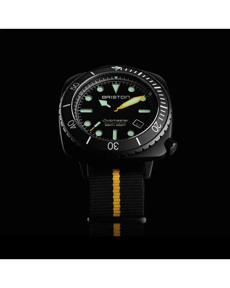 Montre Clubmaster Diver pro acetate noir mat jaune I Trentotto Concept store