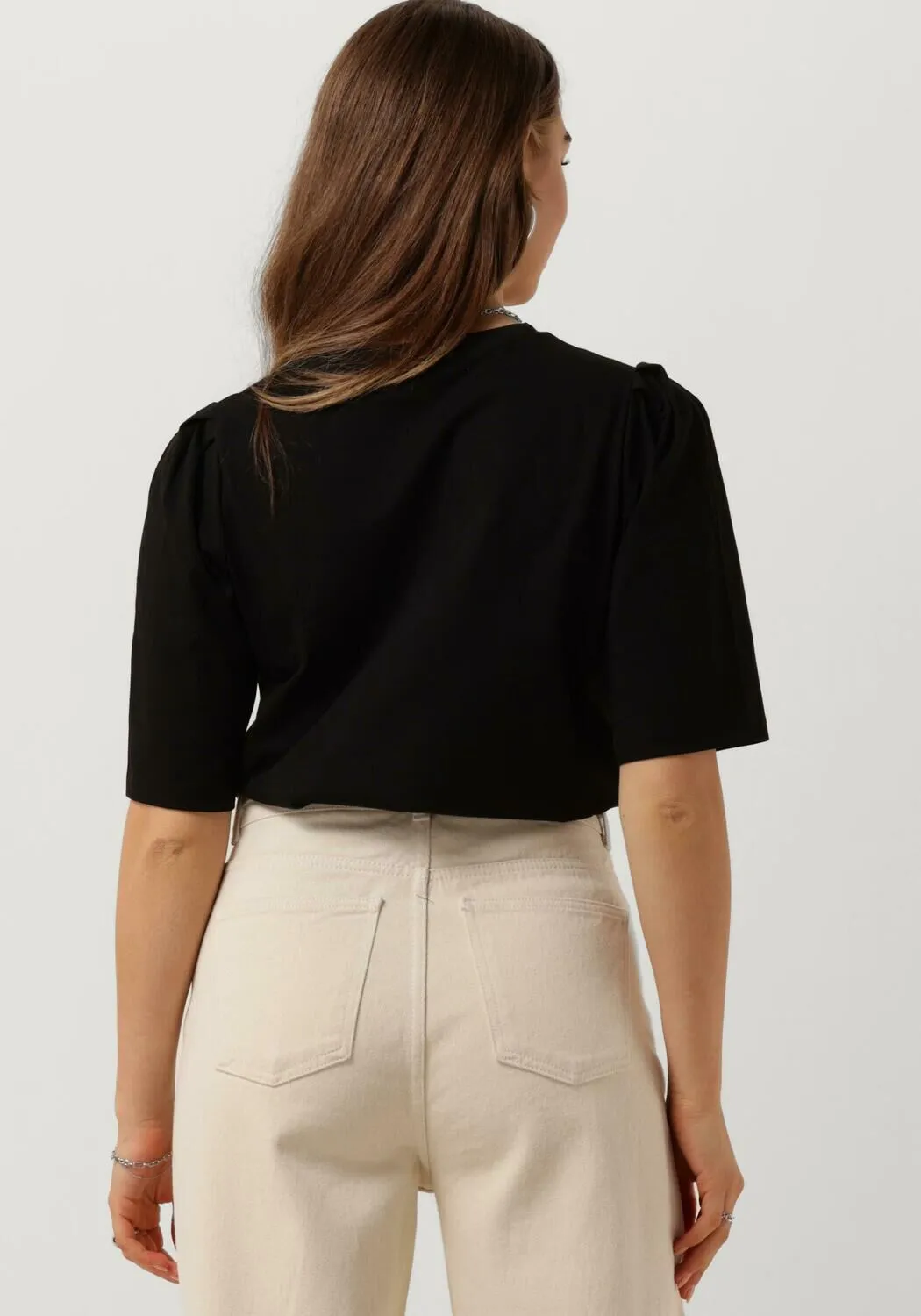 msch copenhagen t-shirt mschbettia organic puff tee en noir