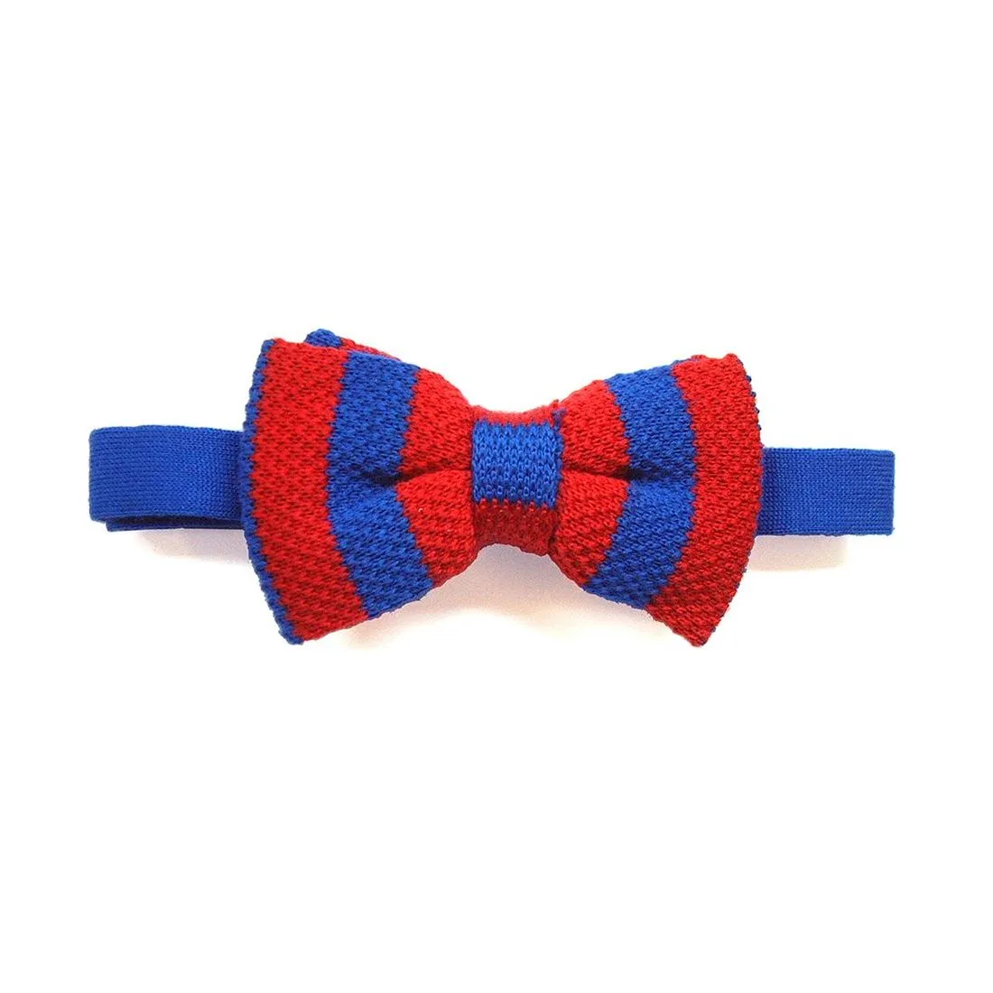 Noeud papillon tricot, laine, club rouge et Bleu
