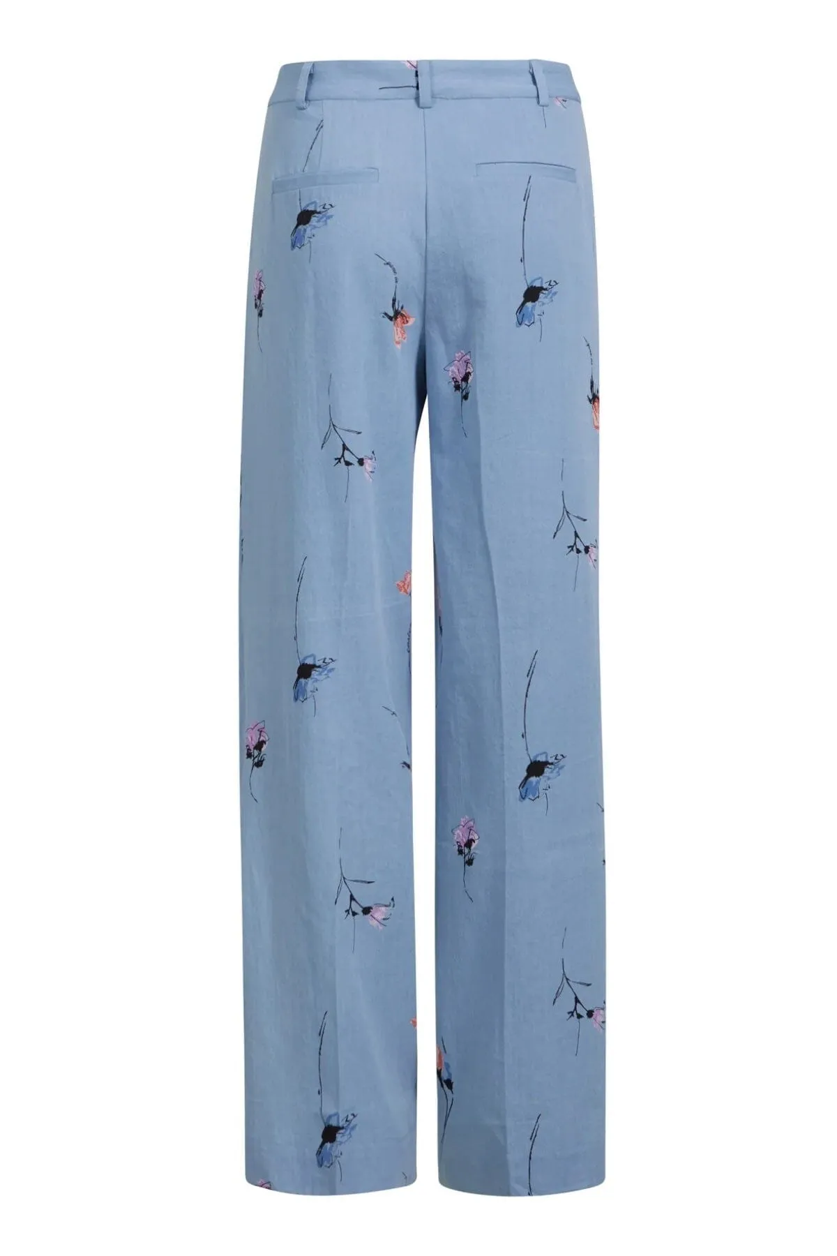 Pantalon large avec imprimé floral en denim