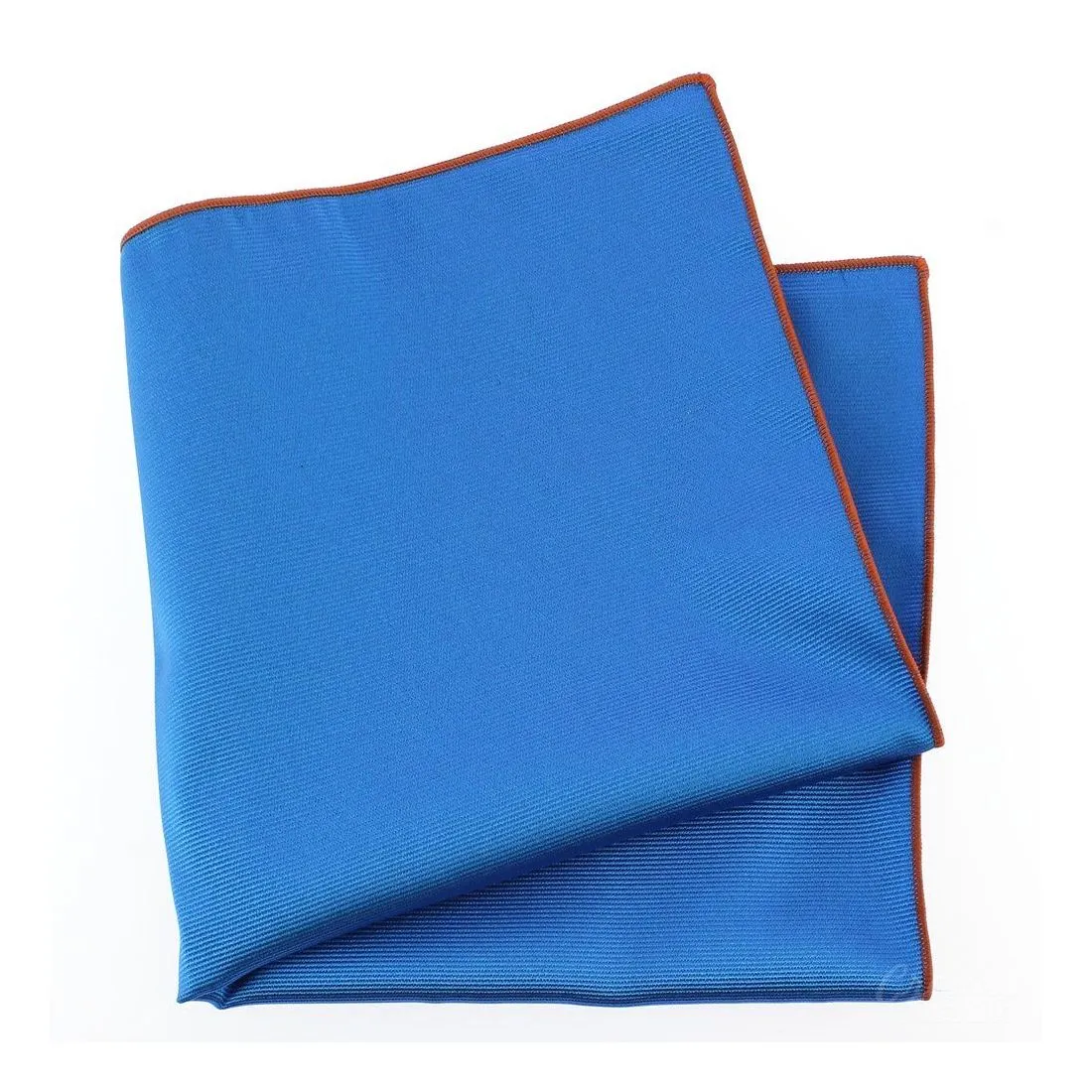 Pochette soie, Bleu Cina, ourlet orange