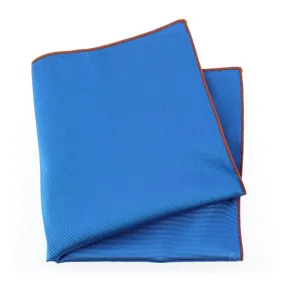 Pochette soie, Bleu Cina, ourlet orange