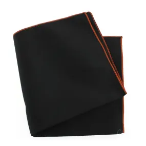 Pochette soie, Nero, ourlet orange