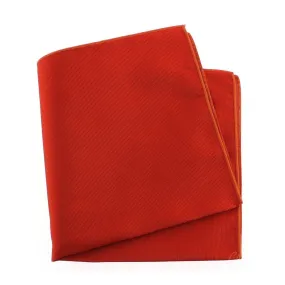 Pochette soie, Rouge Geraneo, ourlet orange