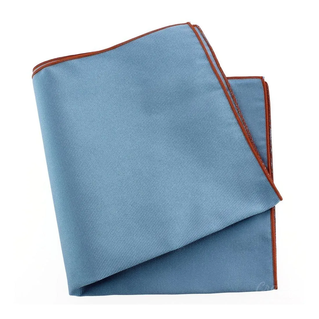 Pochette soie, Tevere Bleu, ourlet orange