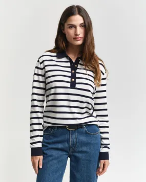 Polo en coton piqué à manches longues Breton Striped