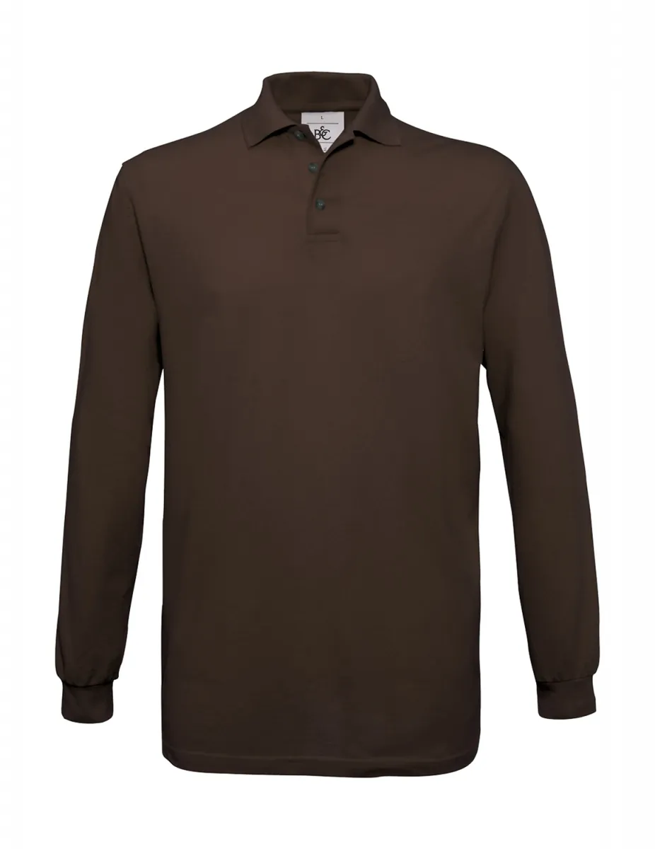 Polo homme manches longues - PU414 - marron 