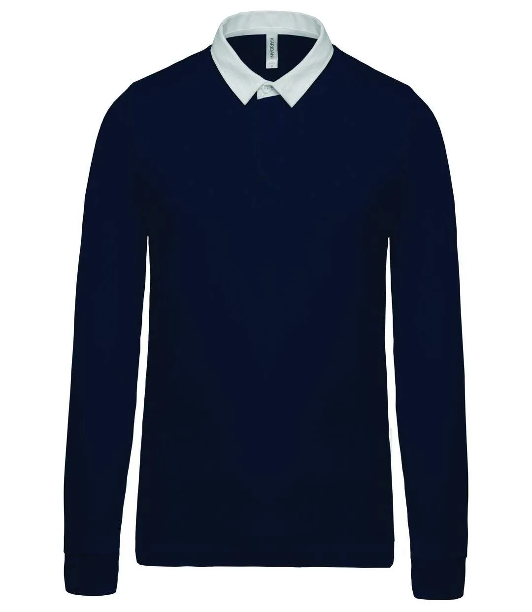 Polo homme rugby - manches longues - K213 - bleu marine - col contrasté