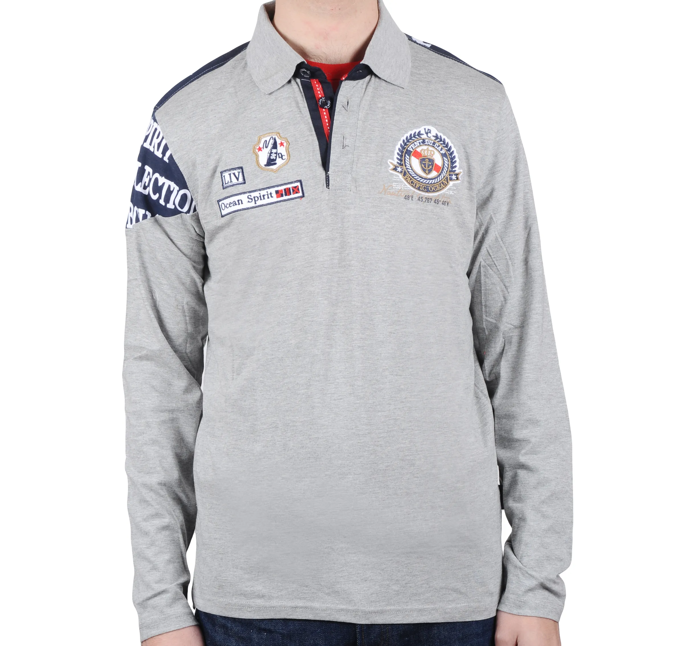 Polo manches longues Garçon 3-8 ans ECALANK/3-8/DF Gris