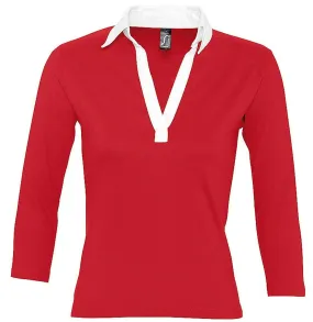 Polo rugby manches longues FEMME - 11329 - rouge 