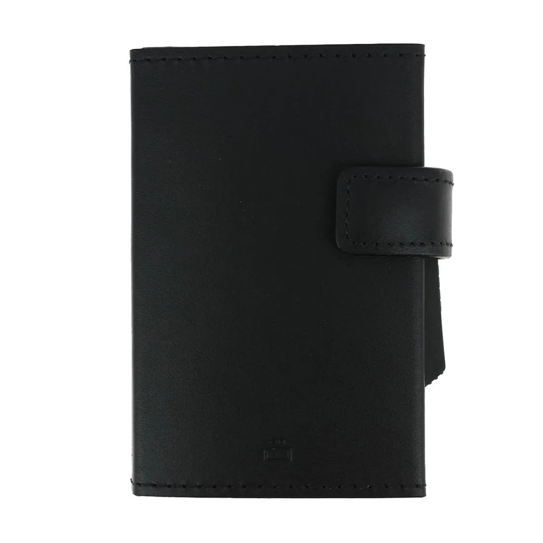 Porte carte Cascade, Aluminium et cuir noir alu argent, Ogon Design.