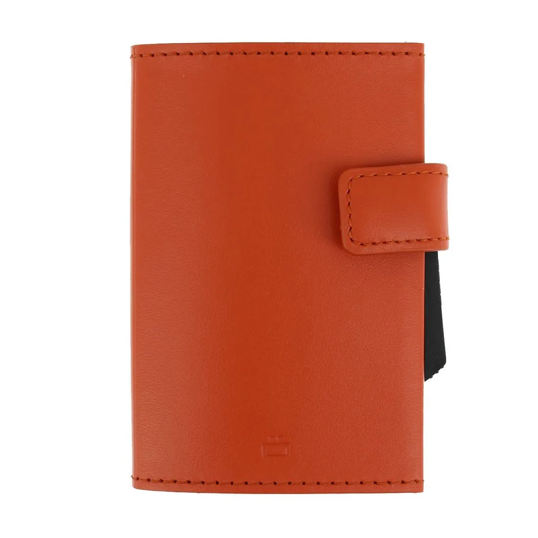 Porte carte Cascade, Aluminium et cuir Orange, Ogon Design.