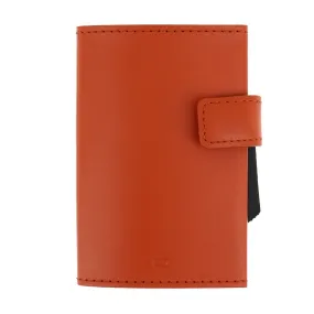 Porte carte Cascade, Aluminium et cuir Orange, Ogon Design.