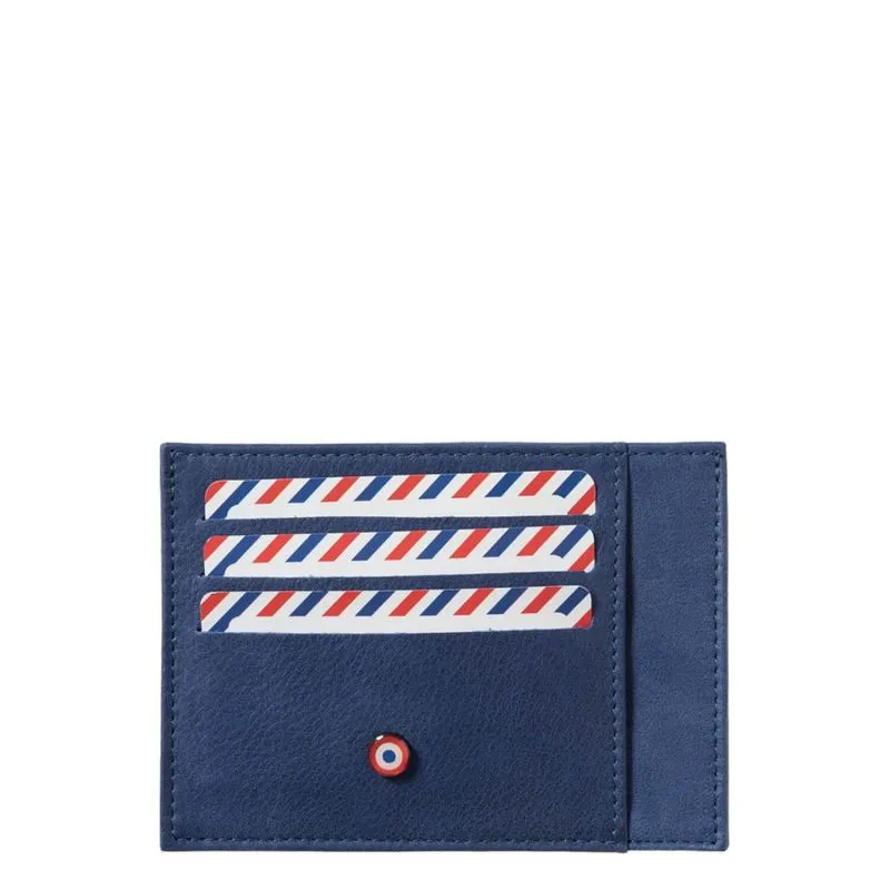 Porte-cartes en cuir Nubuck Made in France Bleu de France