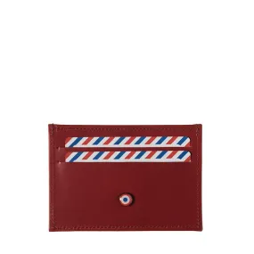 Porte-cartes en cuir végétal Made in France Galet Rouge