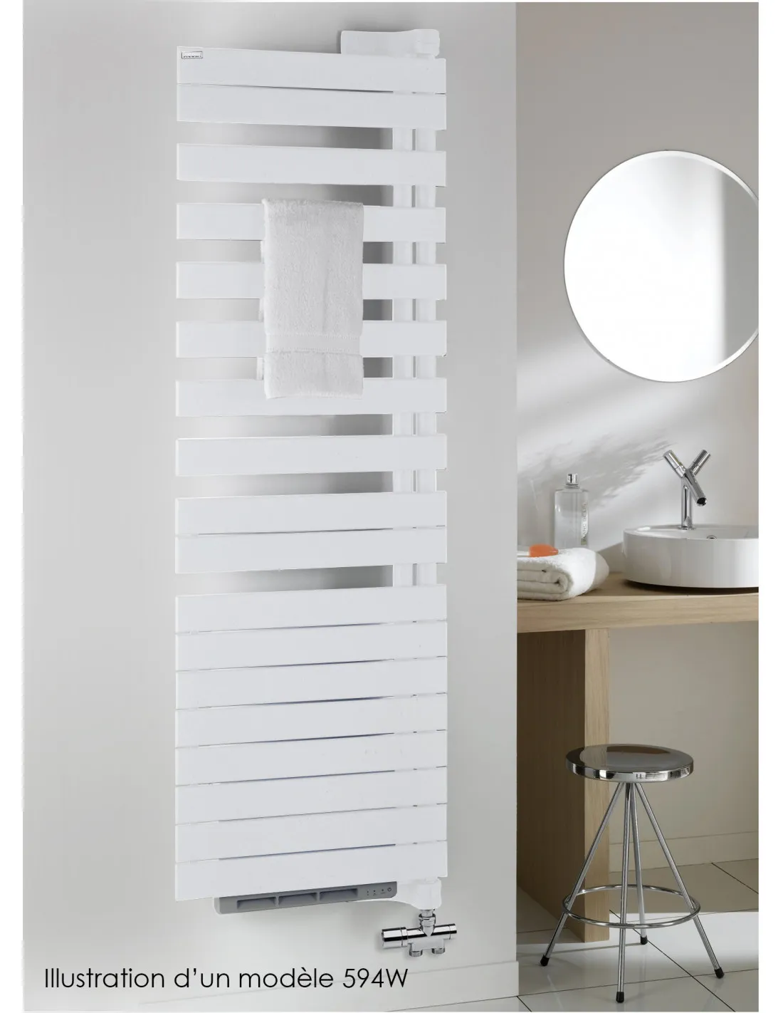 Radiateur sèche-serviettes eau chaude Régate Twist Air droite Blanc 809W horizontal 1773 mm L 550 mm Acova XRR177-055IFS