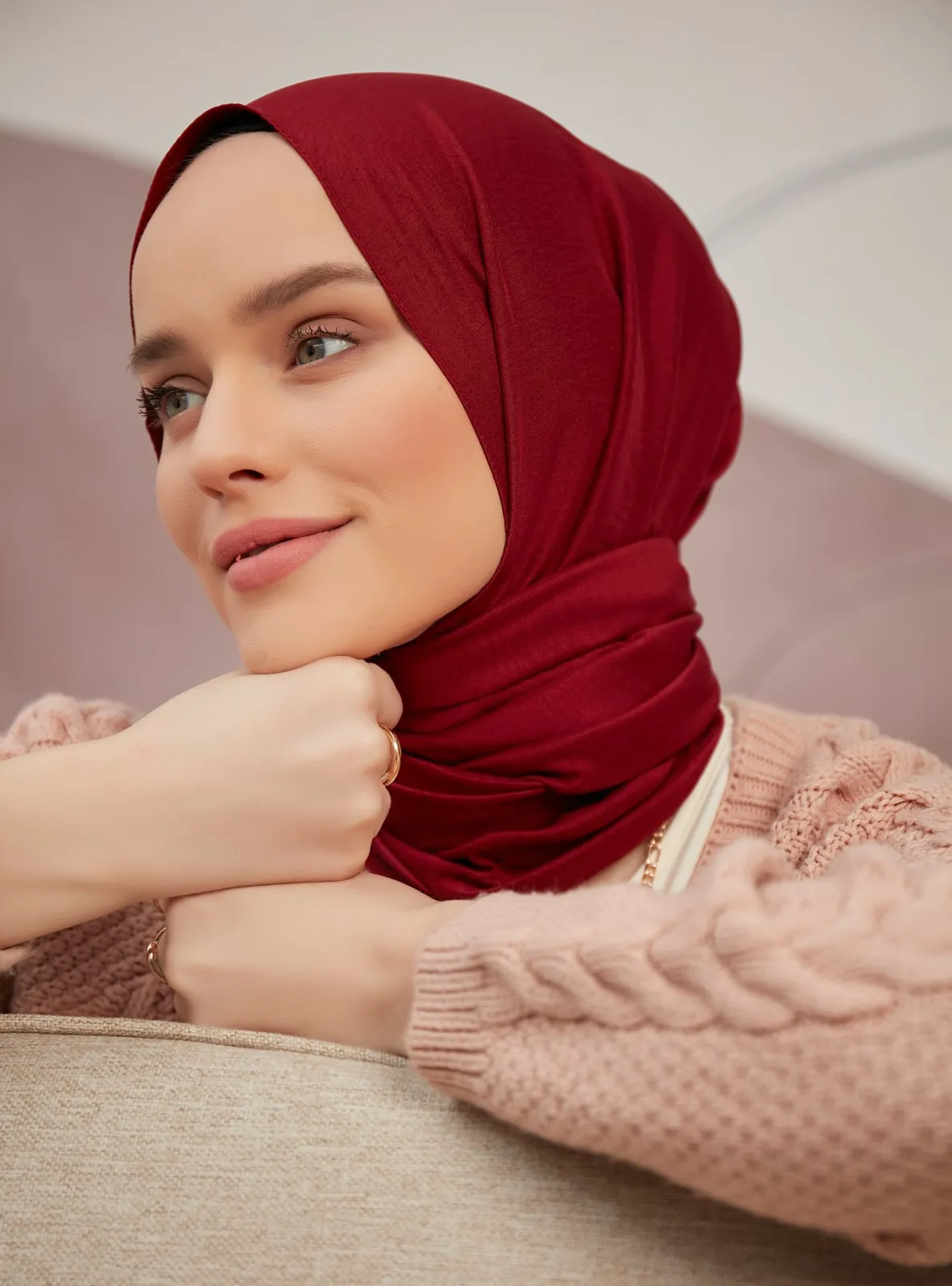 Red - Plain - Shawl