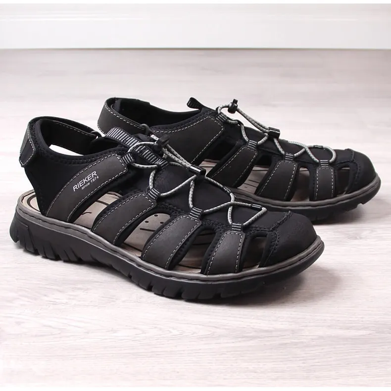 Rieker 26770-00 sandales intégrées noires confortables pour hommes le noir