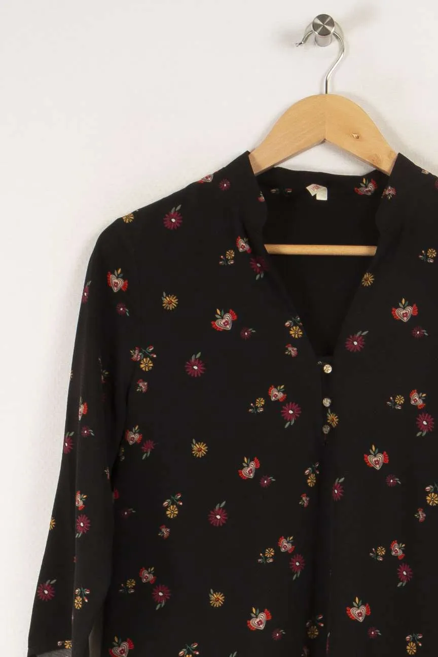 Robe noire à motif fleuri - Taille L/40