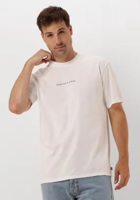 scotch & soda t-shirt relaxed fit applique artwork t-shirt en blanc