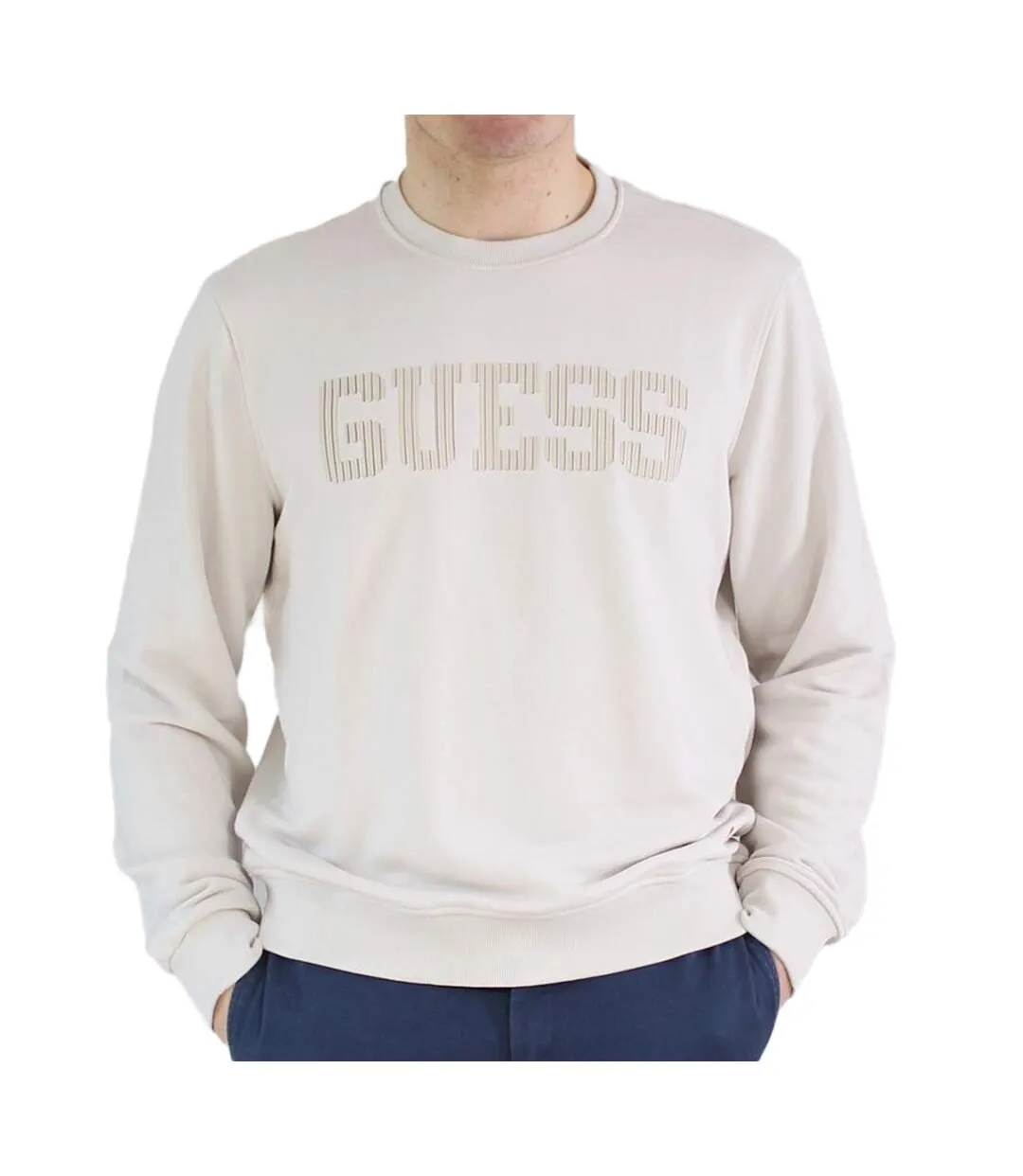 Sweat Beige Homme Guess Beau Cn Fleece