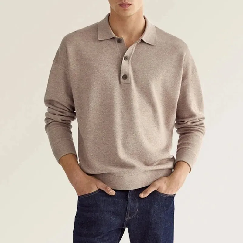 Sévère - Polo décontracté à manches longues pour hommes