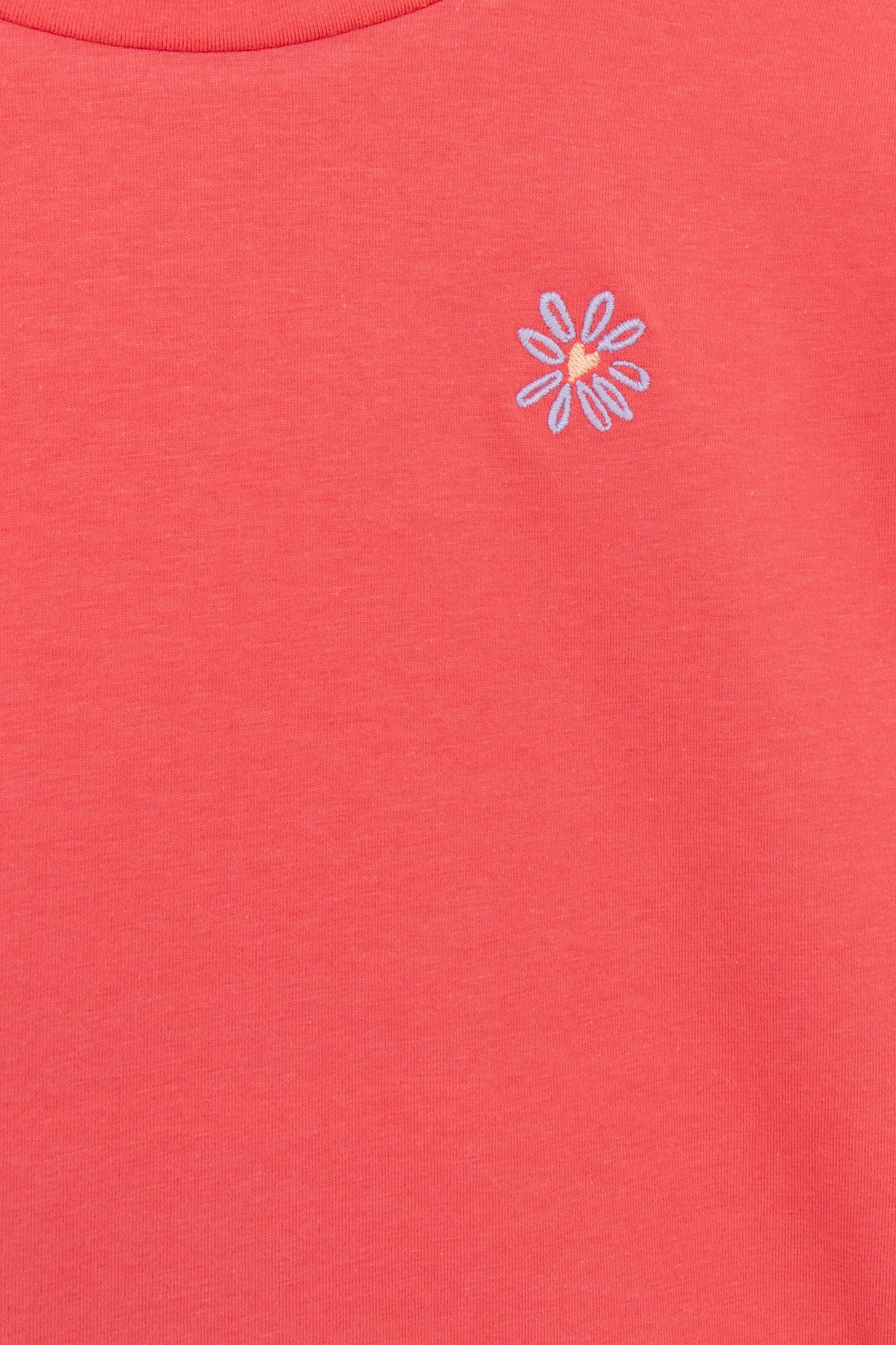 T-shirt avec détails plissés - orange corail