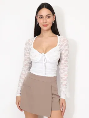 Top en dentelle style corset- Blanc