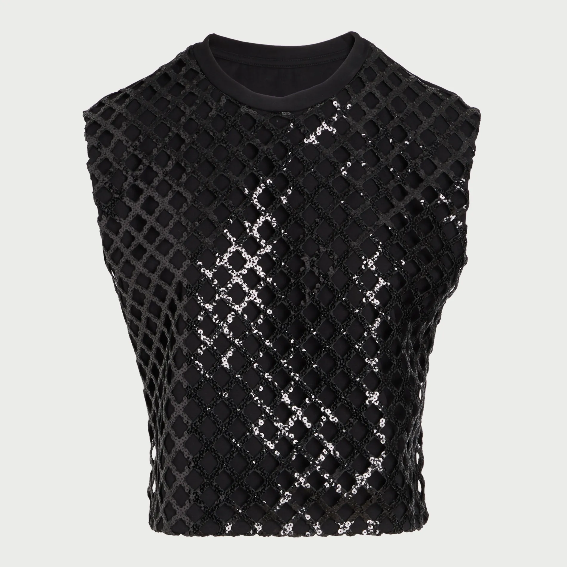 Top Treillage noir à sequins