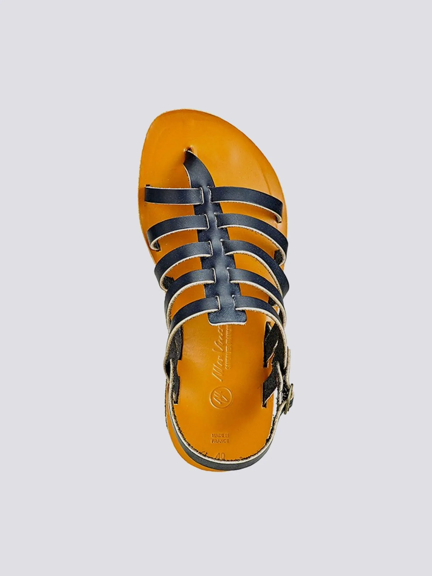 Tropezienne cuir tannage vegetal noir homme - Max Vincent - Marques de France
